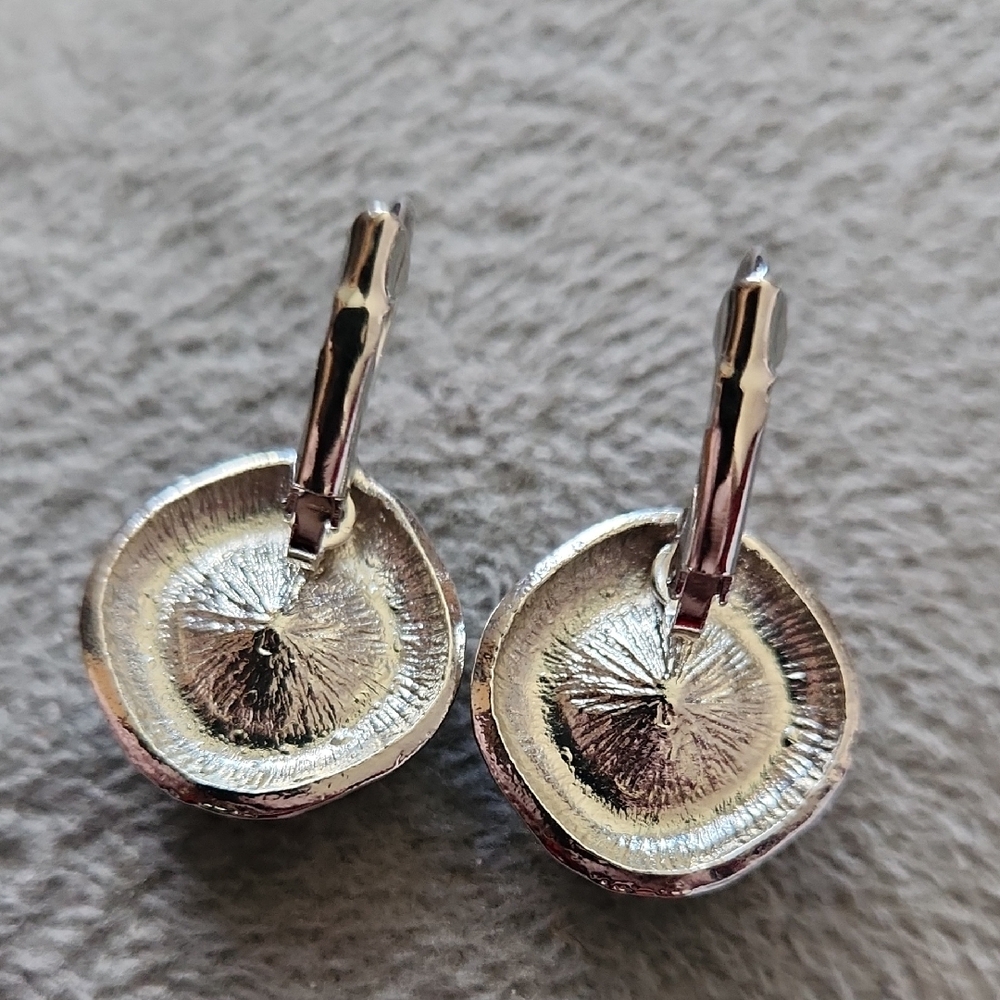 Source Unknown Silver Earrings With Green Gemston… - image 3